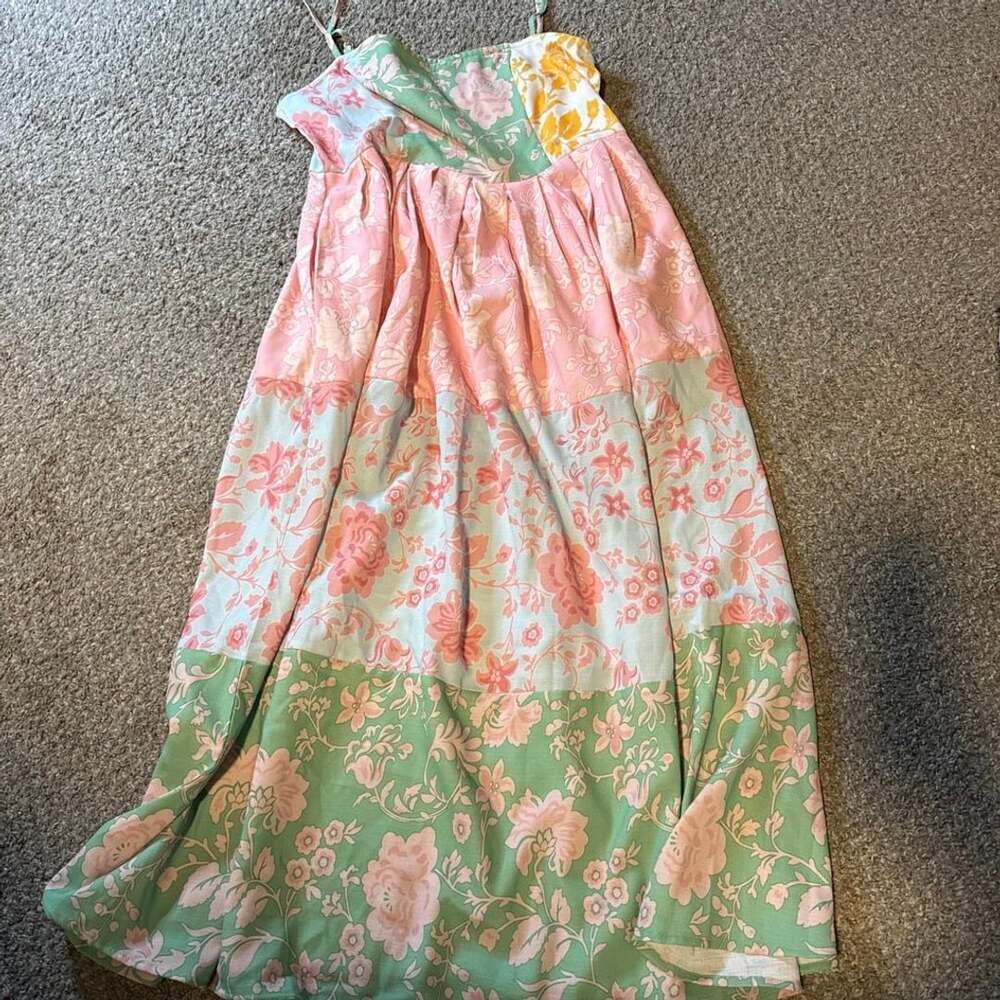 Petal & Pup Shelby Floral Patchwork Midi Sundress M